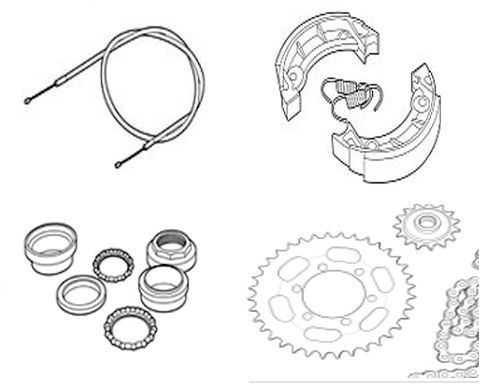 Zündapp – Räder, Kabel, Bremsteile, Gabelteile, Hebel, Ketten und Kettenräder