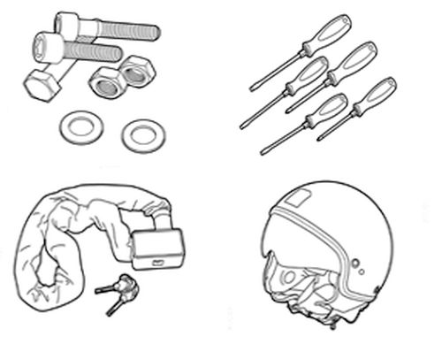 Verschiedene universale Mopedteile