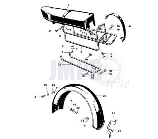 Sitzbank / Hinter Schutzblech Kreidler RS