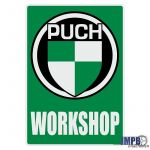 Workshop Aufkleber Puch English
