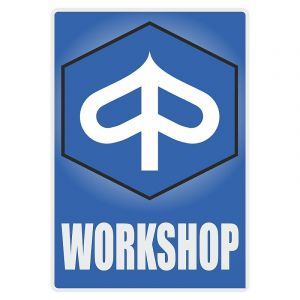 Workshop Aufkleber Piaggio English