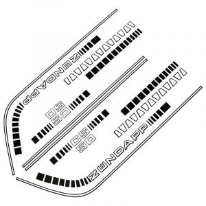 Aufklebersatz Komplett Zundapp CS50 Schwarz/Weiß