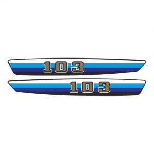 Tankaufklebersatz Peugeot 103 Weiß/Blau/Schwarz