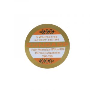 Aufkleber Zundapp Logo Weltrekorde Orange/Gold 65MM