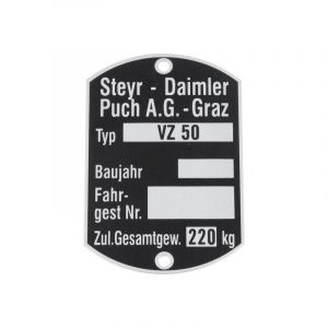 Typenschild Puch VZ50