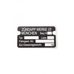 Typenschild Rahmen Zundapp 1980