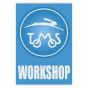 Workshop Aufkleber Tomos Blau English