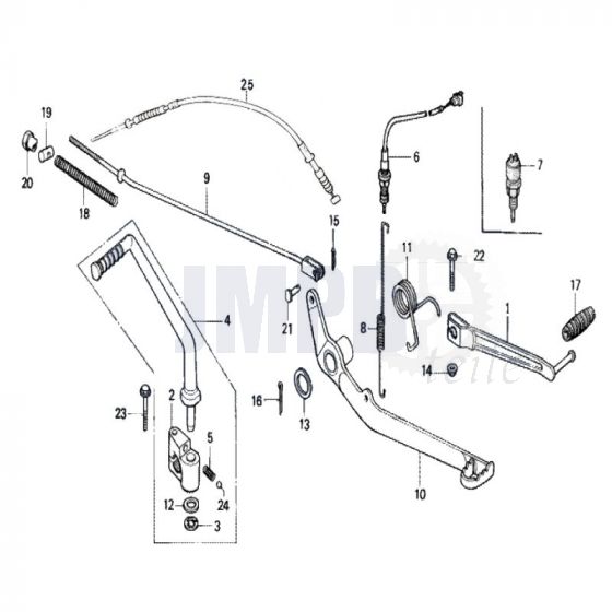 Kickstarter / Schalt / Brems Pedalen Honda MT50