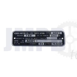 Typenschild Rahmen Honda MB50 - AC01
