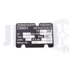 Typenschild Motor Zundapp 1970