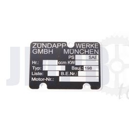 Typenschild Motor Zundapp 1980