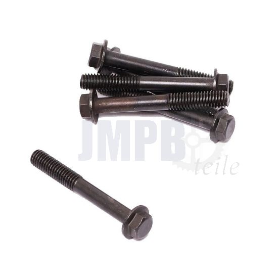 Flanschbolzen Schwarz M6X45 Sechskant