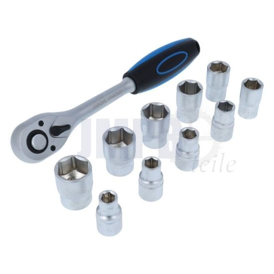 Ratschen- und Steckschlüsselsatz 11 Teile 1/2