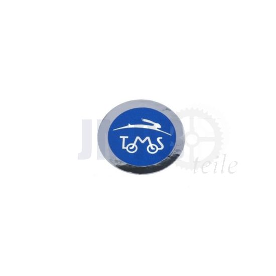 Aufkleber Tomos Logo Blau/Chrom 40MM