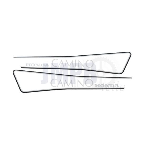Aufklebersatz Tank Honda Camino Weiß/Schwarz/Transparent