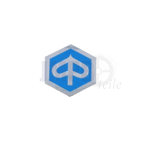 Piaggio Logo Aufkleber Blau/Chrom 6-Kant 35X40MM