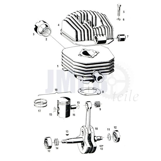 Zylinder / Kurbelwelle Sachs 50/4 EKF