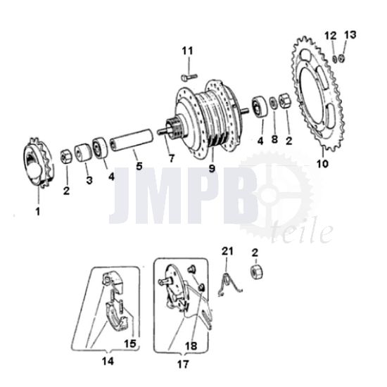 Hinterradnabe Puch Maxi