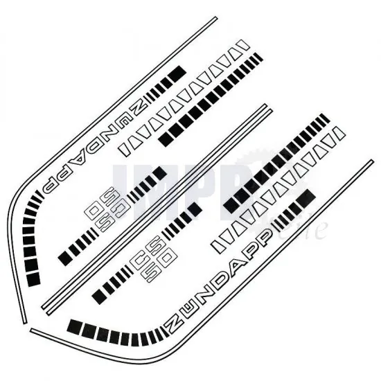 Aufklebersatz Komplett Zundapp CS50 Schwarz/Weiß