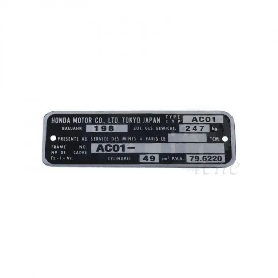 Typenschild Rahmen Honda MB50 - AC01