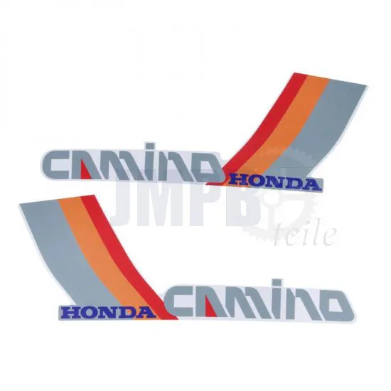 Aufklebersatz Tank Honda Camino Rot/Orange/Grau/Weiß