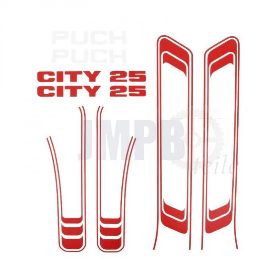 Aufklebersatz Puch Maxi Linien City 25 Rot