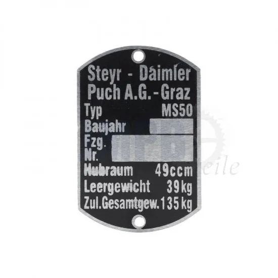 Typenschild Puch MS50
