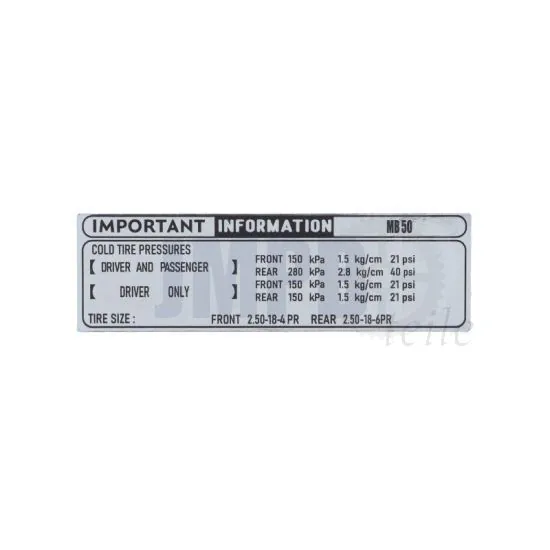 Aufkleber Information Honda MB50 Chrom