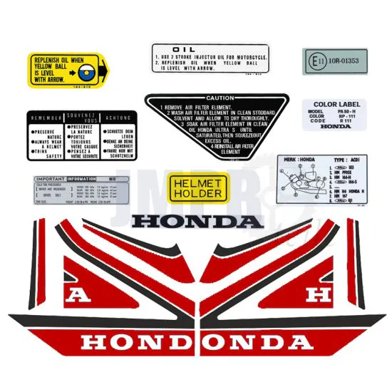 Aufklebersatz Komplett Honda MB50 Rot/Weiß 1987-1990