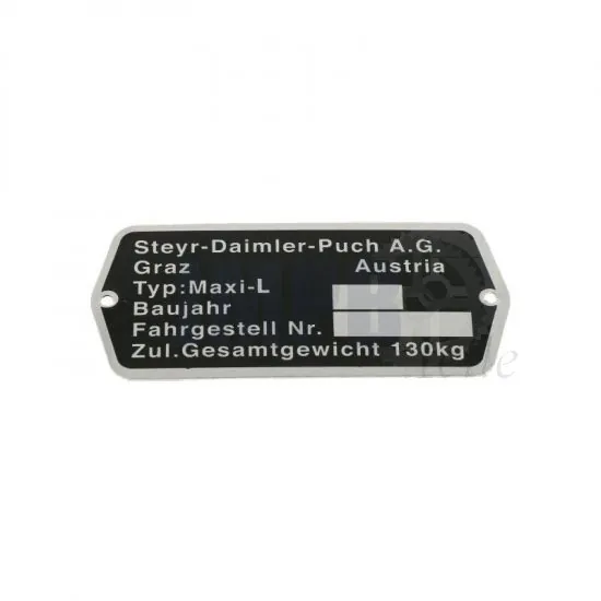 Typenschild Puch Maxi L