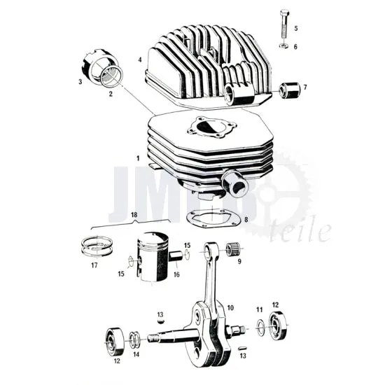 Zylinder / Kurbelwelle Sachs 50/4 EKF